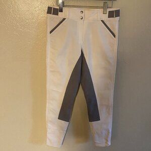Cavallo Calandra Full Seat Breeches – White/Steel Gray – Size 30 (US 10)